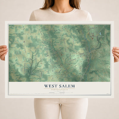 Map of West Salem, Pennsylvania, 18 x 24 inch unframed archival matte print