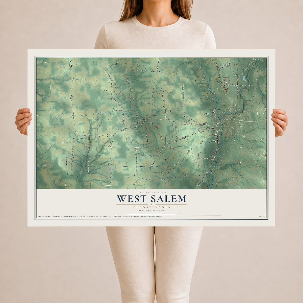 Map of West Salem, Pennsylvania, 24 x 36 inch unframed archival matte print