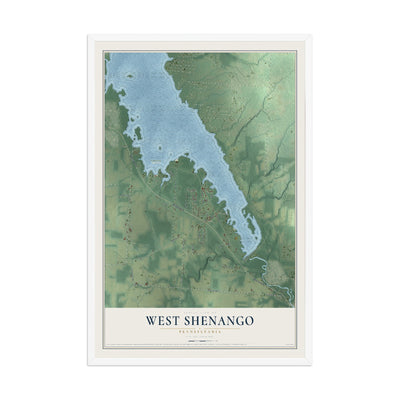 Map of West Shenango, Pennsylvania, 12 x 18 inch print in a white wood frame