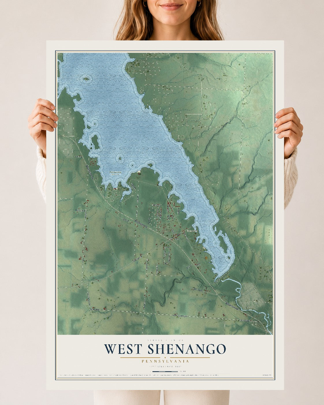 Map of West Shenango, Pennsylvania, 24 x 36 inch unframed archival matte print