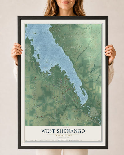 Map of West Shenango, Pennsylvania, 24 x 36 inch print in a black wood frame