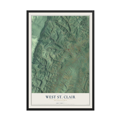 Map of West St. Clair, Pennsylvania, 12 x 18 inch print in a black wood frame