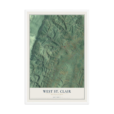 Map of West St. Clair, Pennsylvania, 12 x 18 inch print in a white wood frame