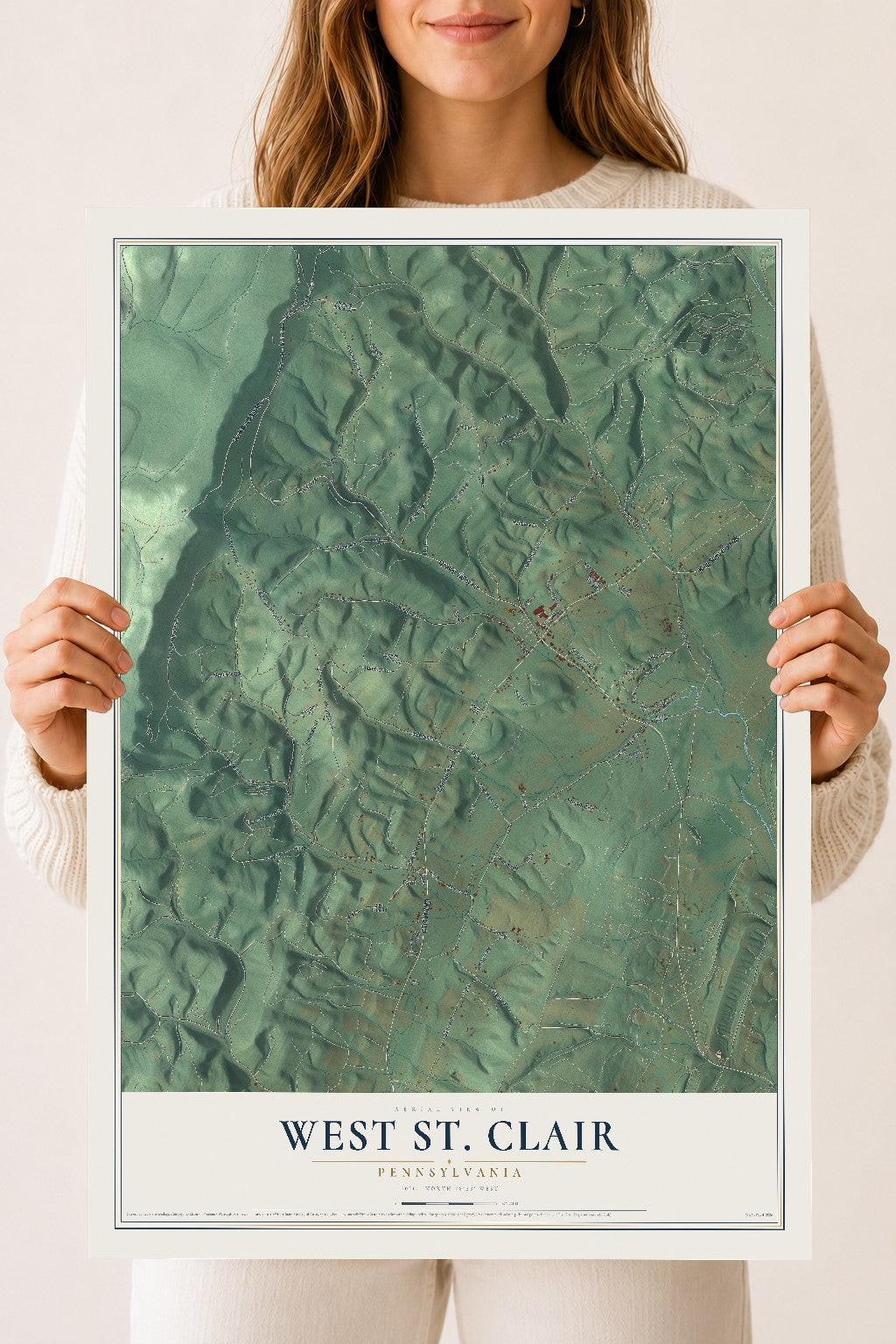 Map of West St. Clair, Pennsylvania, 18 x 24 inch unframed archival matte print