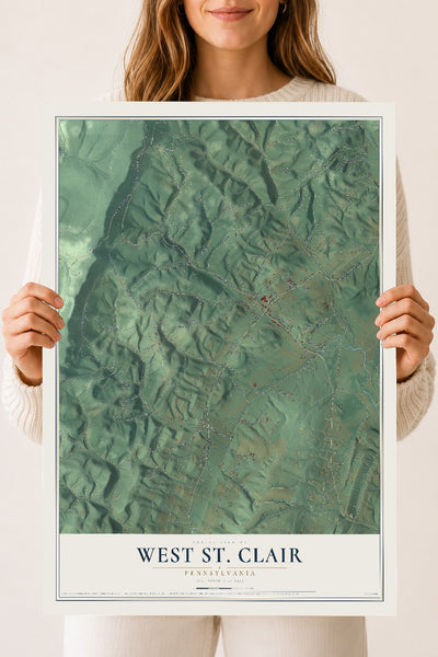 Map of West St. Clair, Pennsylvania, 18 x 24 inch unframed archival matte print