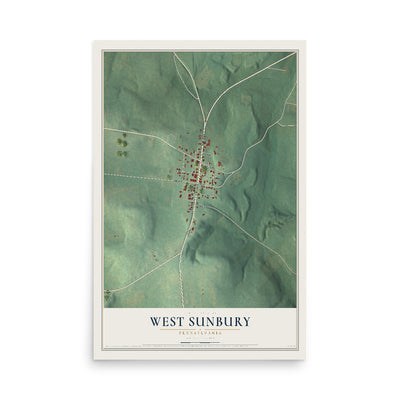 Map of West Sunbury, Pennsylvania, 12 x 18 inch unframed archival matte print