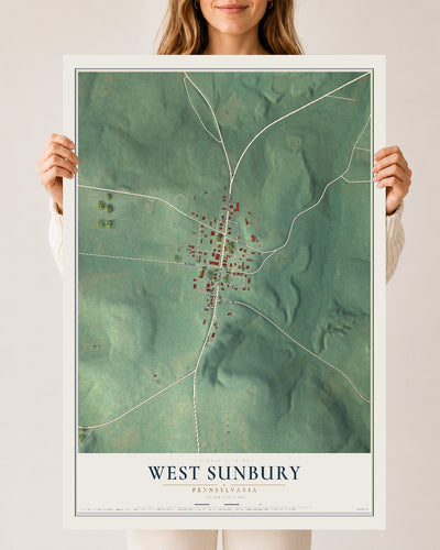 Map of West Sunbury, Pennsylvania, 24 x 36 inch unframed archival matte print