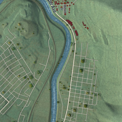 Second close-up of the map of West Taylor, Pennsylvania print showing more streets and buildings