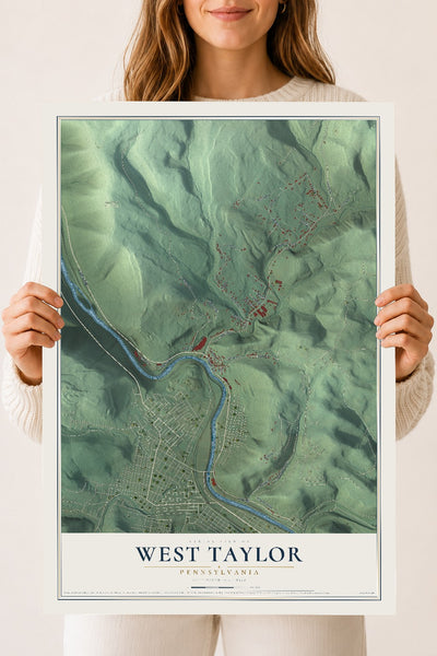Map of West Taylor, Pennsylvania, 18 x 24 inch unframed archival matte print