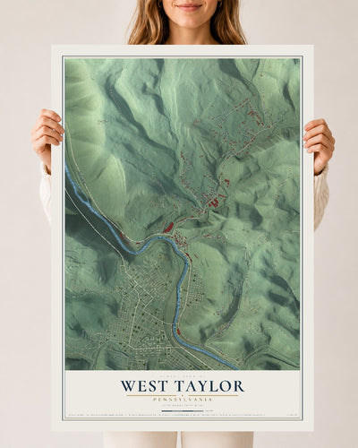 Map of West Taylor, Pennsylvania, 24 x 36 inch unframed archival matte print