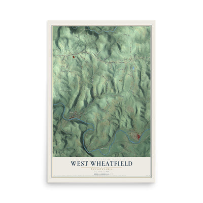 Map of West Wheatfield, Pennsylvania, 12 x 18 inch unframed archival matte print