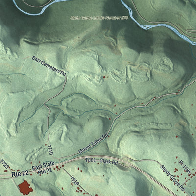 Close-up of the map of West Wheatfield, Pennsylvania print showing street and building detail