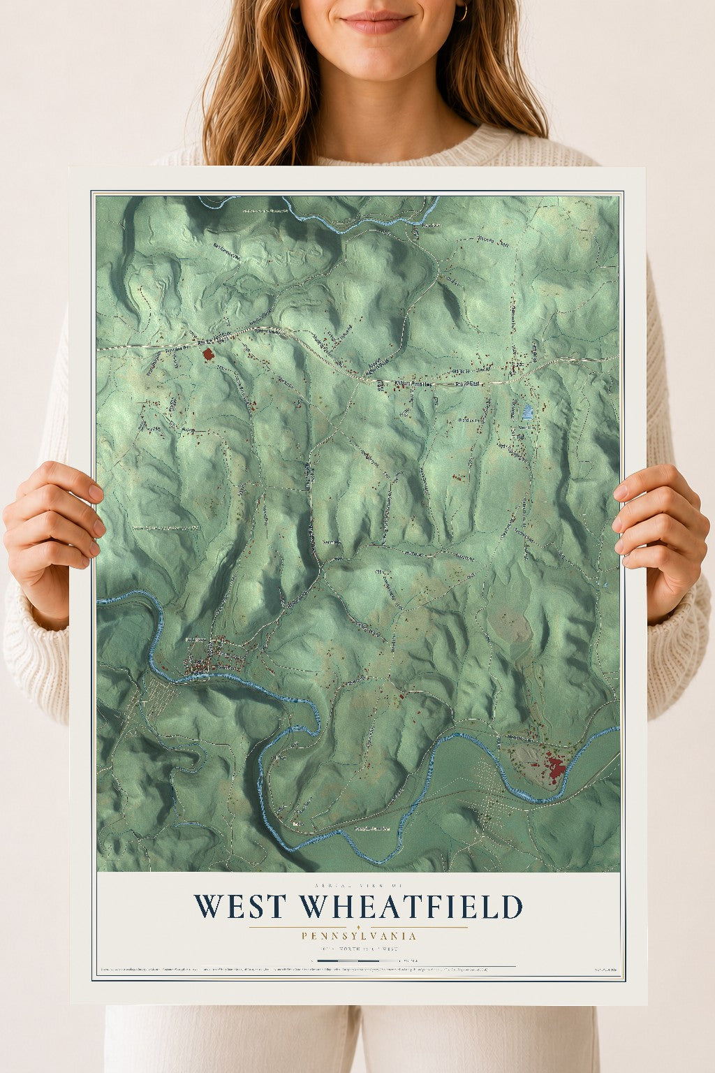 Map of West Wheatfield, Pennsylvania, 18 x 24 inch unframed archival matte print