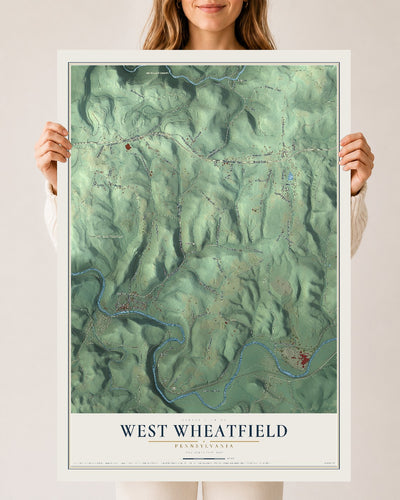 Map of West Wheatfield, Pennsylvania, 24 x 36 inch unframed archival matte print