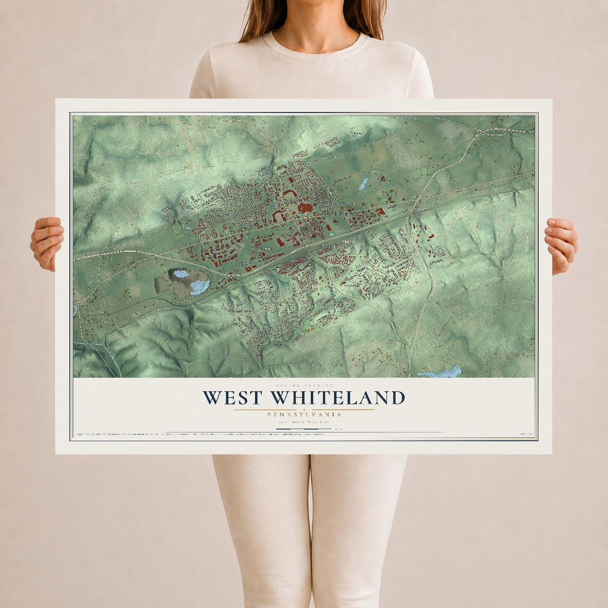 Map of West Whiteland, Pennsylvania, 24 x 36 inch unframed archival matte print