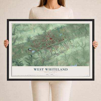 Map of West Whiteland, Pennsylvania, 24 x 36 inch print in a black wood frame