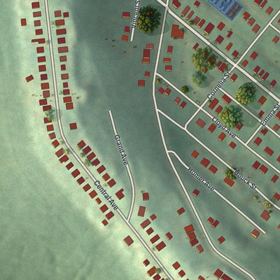 Close-up of the map of West Wilmerding, Pennsylvania print showing street and building detail