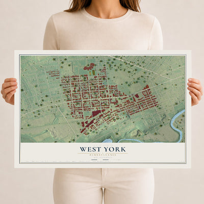 Map of West York, Pennsylvania, 12 x 18 inch unframed archival matte print