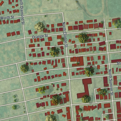 Second close-up of the map of West York, Pennsylvania print showing more streets and buildings