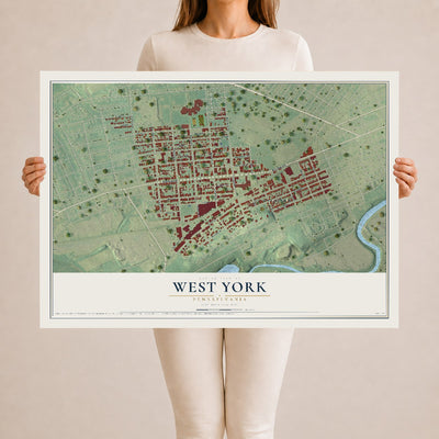 Map of West York, Pennsylvania, 24 x 36 inch unframed archival matte print