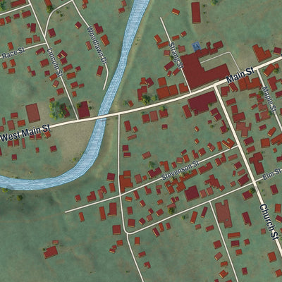 Close-up of the map of the Borough of Westfield, Tioga County, Pennsylvania print showing street and building detail