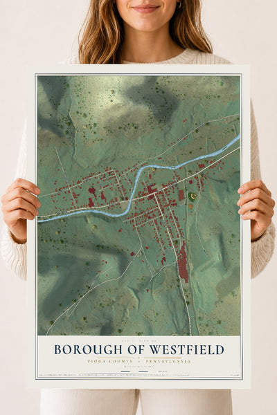 Map of the Borough of Westfield, Tioga County, Pennsylvania, 18 x 24 inch unframed archival matte print