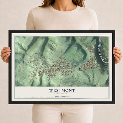 Map of Westmont, Pennsylvania, 12 x 18 inch print in a black wood frame