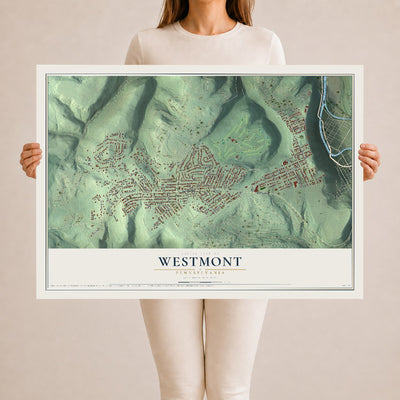 Map of Westmont, Pennsylvania, 24 x 36 inch unframed archival matte print