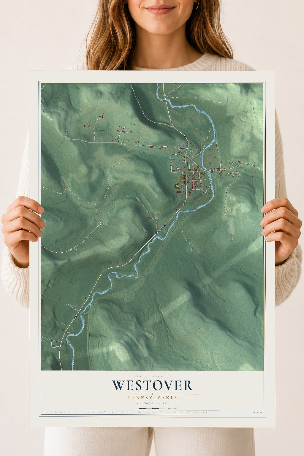 Map of Westover, Pennsylvania, 18 x 24 inch unframed archival matte print