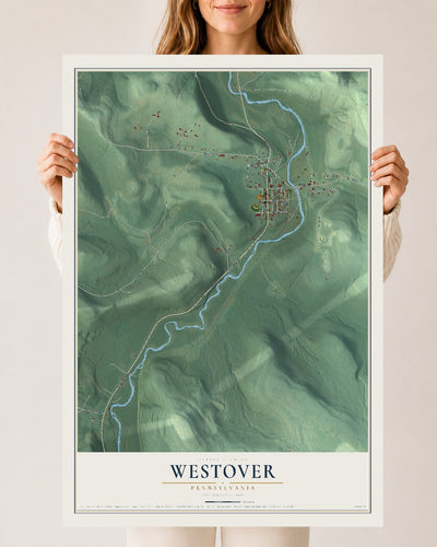 Map of Westover, Pennsylvania, 24 x 36 inch unframed archival matte print
