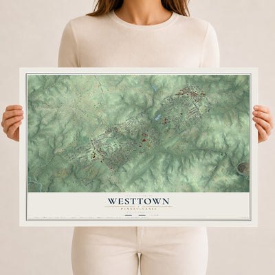 Map of Westtown, Pennsylvania, 12 x 18 inch unframed archival matte print