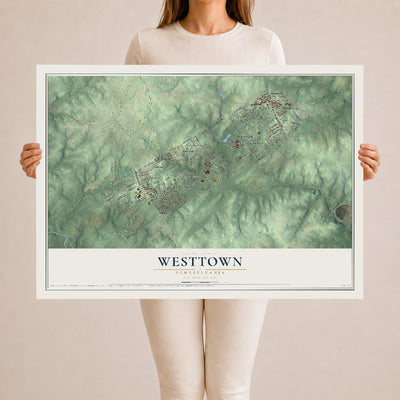 Map of Westtown, Pennsylvania, 24 x 36 inch unframed archival matte print