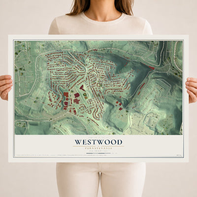 Map of Westwood, Pennsylvania, 18 x 24 inch unframed archival matte print