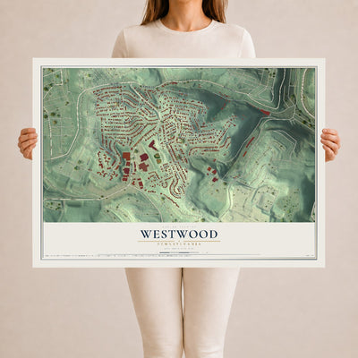 Map of Westwood, Pennsylvania, 24 x 36 inch unframed archival matte print