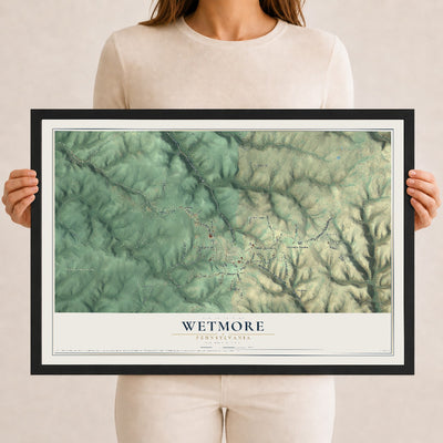 Map of Wetmore, Pennsylvania, 12 x 18 inch print in a black wood frame
