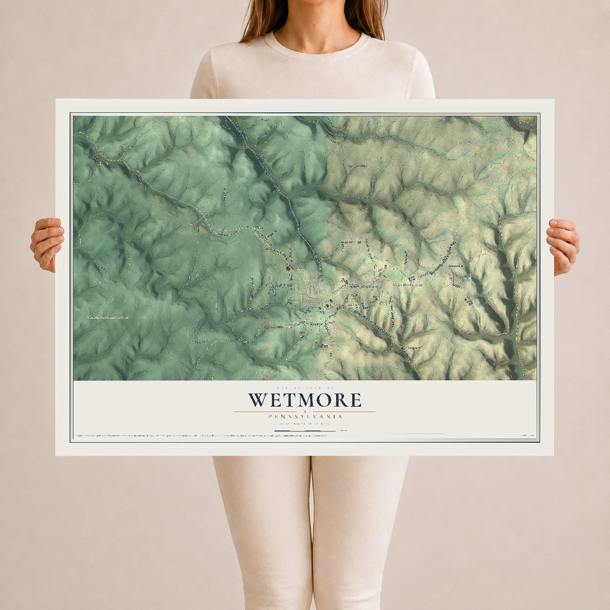 Map of Wetmore, Pennsylvania, 24 x 36 inch unframed archival matte print