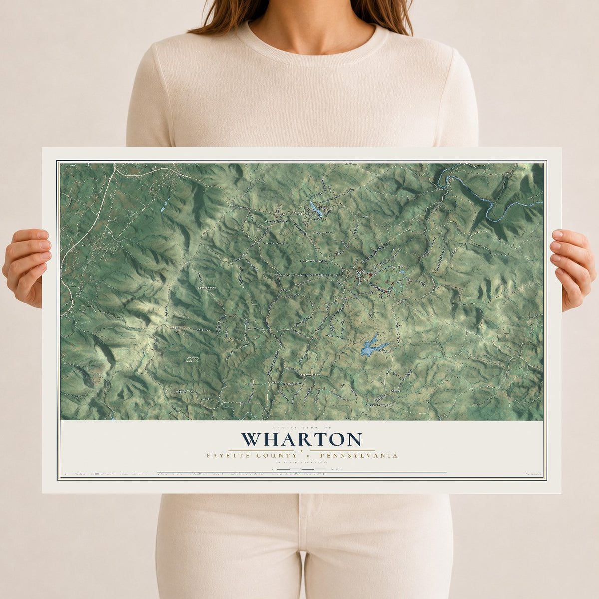 Map of Wharton, Fayette County, Pennsylvania, 12 x 18 inch unframed archival matte print