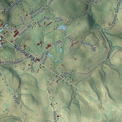 Second close-up of the map of Wharton, Fayette County, Pennsylvania print showing more streets and buildings