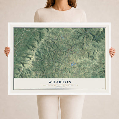 Map of Wharton, Fayette County, Pennsylvania, 24 x 36 inch print in a white wood frame