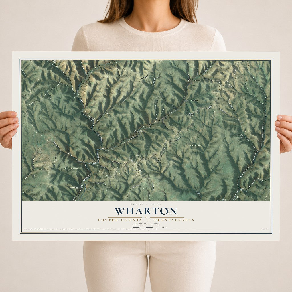 Map of Wharton, Potter County, Pennsylvania, 18 x 24 inch unframed archival matte print