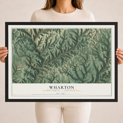 Map of Wharton, Potter County, Pennsylvania, 18 x 24 inch print in a black wood frame