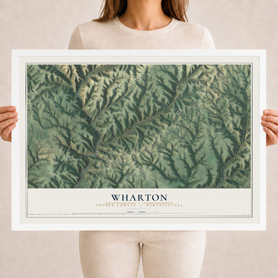 Map of Wharton, Potter County, Pennsylvania, 18 x 24 inch print in a white wood frame
