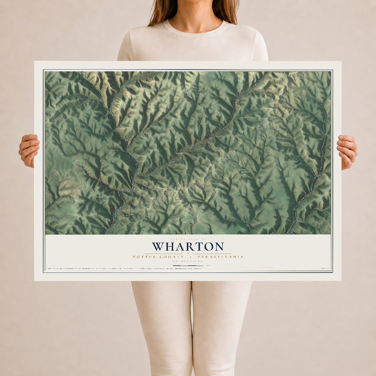Map of Wharton, Potter County, Pennsylvania, 24 x 36 inch unframed archival matte print