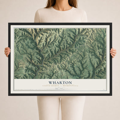 Map of Wharton, Potter County, Pennsylvania, 24 x 36 inch print in a black wood frame