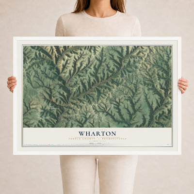 Map of Wharton, Potter County, Pennsylvania, 24 x 36 inch print in a white wood frame