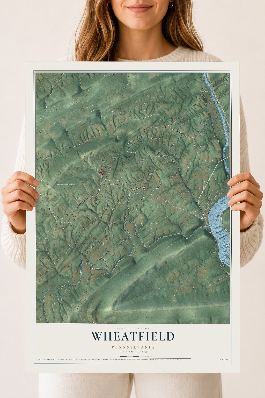 Map of Wheatfield, Pennsylvania, 18 x 24 inch unframed archival matte print