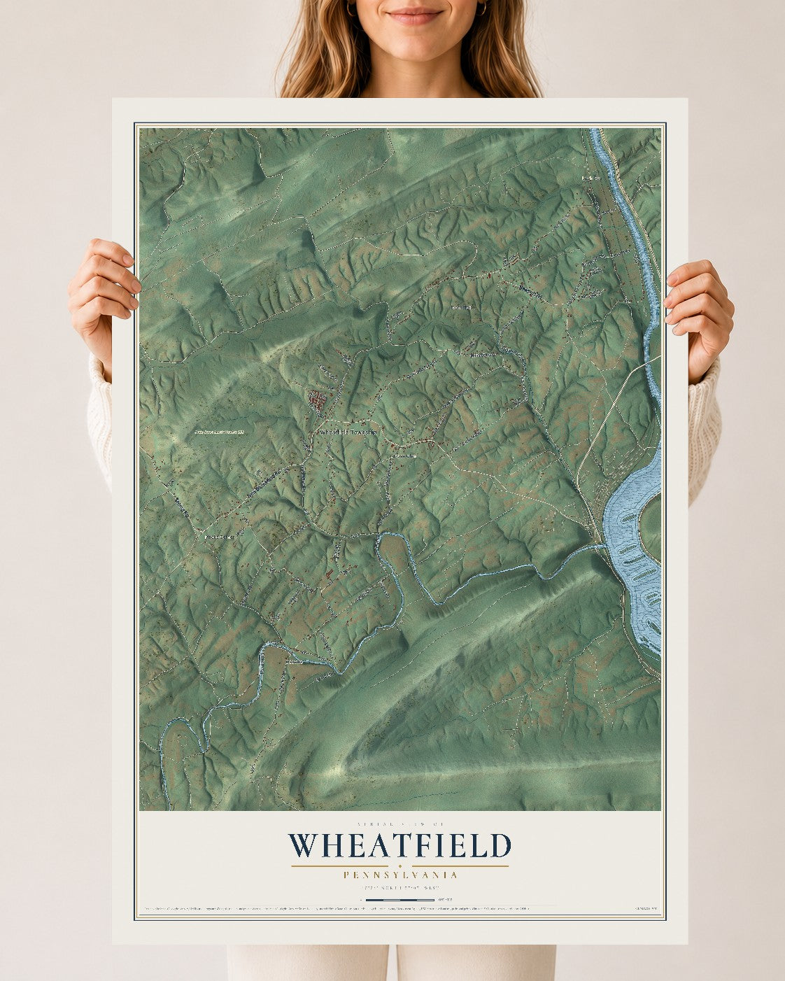 Map of Wheatfield, Pennsylvania, 24 x 36 inch unframed archival matte print