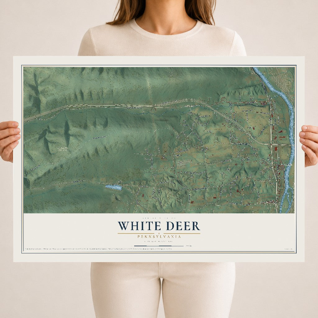 Map of White Deer, Pennsylvania, 18 x 24 inch unframed archival matte print
