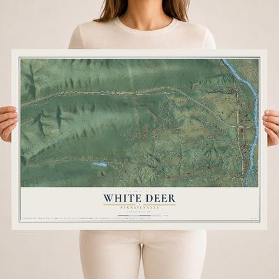 Map of White Deer, Pennsylvania, 18 x 24 inch unframed archival matte print