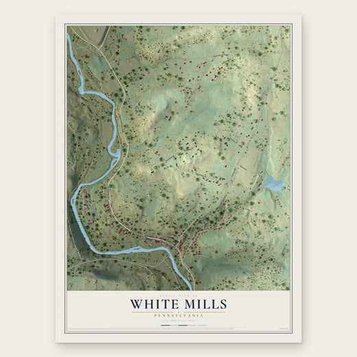 White Mills, Pennsylvania map print, the full design